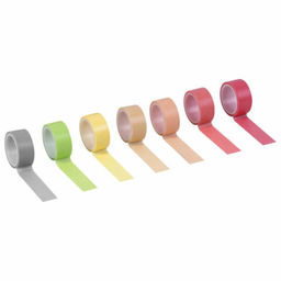 Клейкие WASHI-ленты д/декора «ПАСТЕЛЬ», 7 цветов, 15 мм × 3 м, рисовая бумага