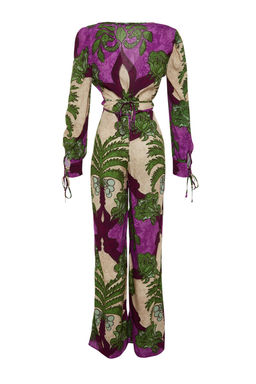 Tropikal Desenli Dokuma Plaj Yuksek Bel Bluz-Pantolon Tak?m TBESS23AU00103 - Trendyolmilla фото 8