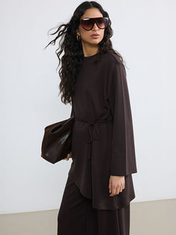 Bisiklet Yaka Asimetrik Kesim Bluz