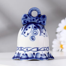 Колокольчик Бантик, H=10,5 см, гжель