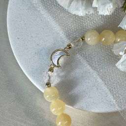 Браслет со вставкой из Кальцита и Горного Хрусатля 17 см