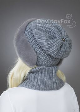 Комплект Ника норка трикотаж серо-голубая манишка