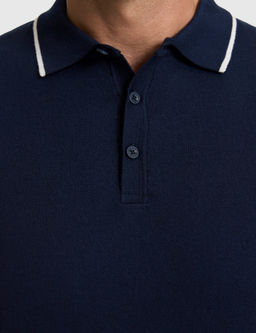 Lacivert Slim Fit %100 Pamuk D__meli Polo Yaka Triko Ti__rt