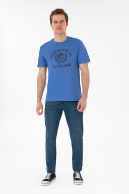 Erkek Regular Fit Bisiklet Yaka Bask_l_ _ndigo Ti__rt Sepette S_rpriz _ndirim - U.s. polo assn фото 4