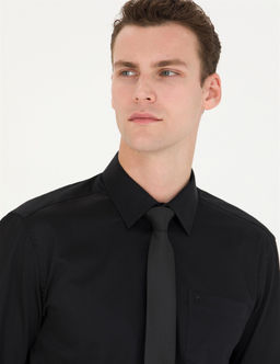 Siyah Regular Fit Uzun Kollu Basic G_mlek