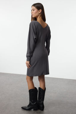 Antrasit Bodycone/Vucuda Oturan Mini Orme Elbise TWOAW25EL00444 - Trendyolmilla фото 5