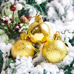 Цена за 2 шт. Ёлочные игрушки Анданте, шары новогодние, набор 12 шт., d=4 см, золотистый
