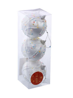 Ёлочные игрушки Бамби, шары новогодние, d=8 см, 3 шт., серебро - Зимнее волшебство фото 3