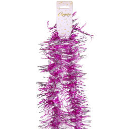 Цена за 10 шт. Мишура "Огонёк" 2 м 9 см, Фуксия/Серебро