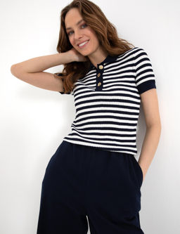 Lacivert Slim Fit Triko Ti__rt - Pierre cardin фото 3