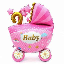 Воздушный шар фольгированный 41" «Коляска для девочки 3D», под воздух