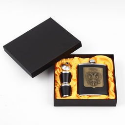 Подарочный набор 4 в 1 Герб России: фляжка 210 мл, воронка, 2 рюмки, черный, 17 х 20 см - Simaland фото 4