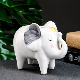 Декоративный горшок для цветов «Слон Платон», 500 мл, 15.5×8.5×12.5 см, керамический, белый