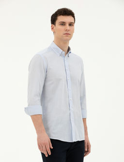 A__k Mavi Slim Fit Uzun Kollu G_mlek