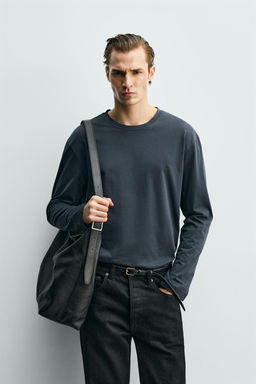 CAMISETA MERCERIZADA MANGA LARGA / Gris oscuro - Zara фото 2