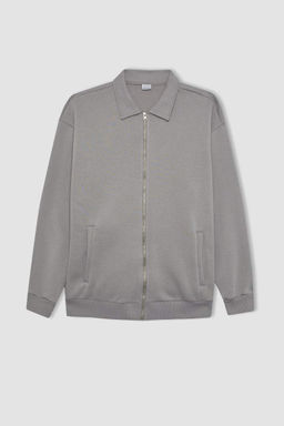 Кардиган оверсайз с воротником-поло и мягкой пушистой изнанкой - Defacto фото 8