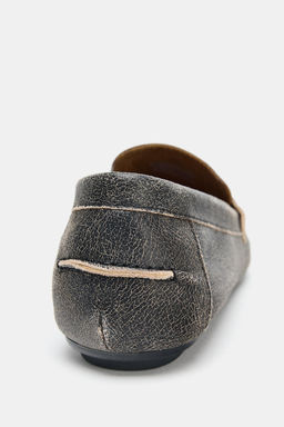 LEATHER LOAFERS WITH DISTRESSED EFFECT