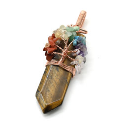 Кристалл 7 чакр 28*70мм с тигровым глазом