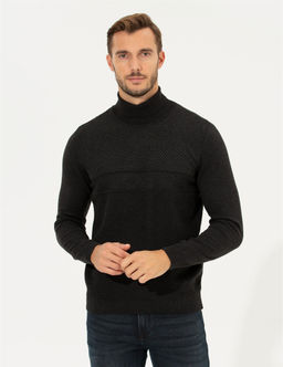 Antrasit Slim Fit Bal_k__ Yaka Triko Kazak - Pierre cardin фото 4