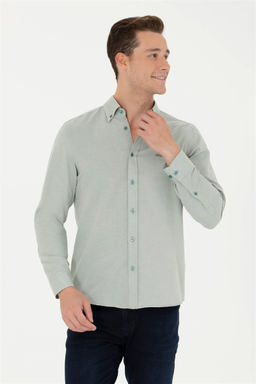 Мужская мятная базовая рубашка с длинным рукавом Неожиданная скидка в корзине