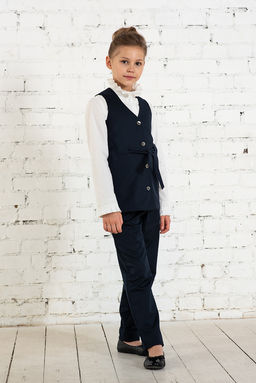 Синий школьный жилет для девочки Mooriposh, модель 1111 фото 5