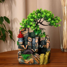 Фонтан настольный «Фонарик у пруда», 16×17×27 см, с подсветкой, без шарика