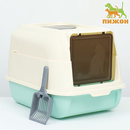 Туалет закрытый, 36×51×34 см, с откидным верхом, пластик, голубой