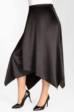 Юбка черная атласная асимметричная - Almond фото 8