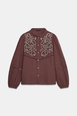 EMBROIDERED BIB BLOUSE - Zara фото 4