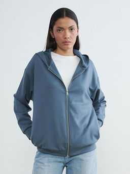 Kap??onlu Soft Touch Kad?n Fermuarl? Sweatshirt