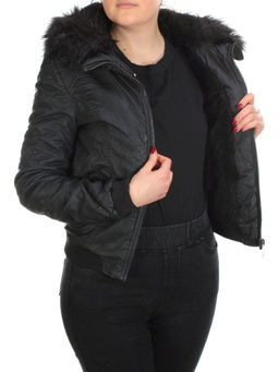 74051 BLACK Куртка зимняя женская NO NAME (200 гр. холлофайбер) - Фабричный китай фото 6