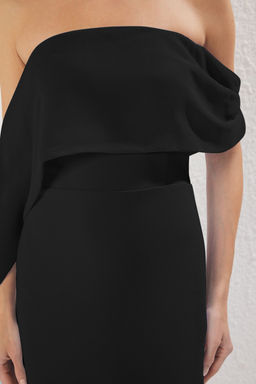 TRENDYOLMILLA Ac?k Mavi Carmen Yaka Dokuma Uzun S?k Abiye Elbise TPRSS25AE00115 фото 13