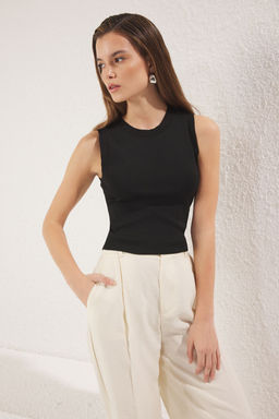 Siyah*001 Crop Basic Ince Bluz TWOSS22BZ1173