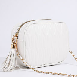 Сумка женская кросс-боди на молнии, 21×7×14 см, белая