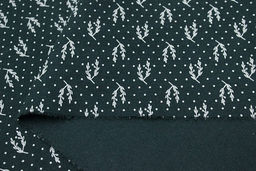 Теплый хлопок Набойка-веточки с горошком цв.темная хвоя, ш.1.48м, хлопок-100%, 160гр/м.кв - Купава фото 6