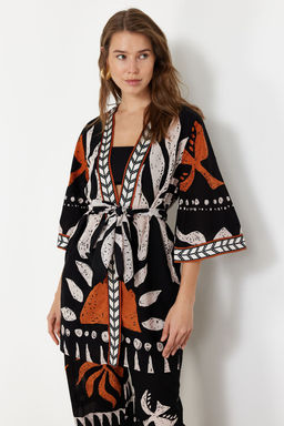 Etnik Desenli Kusakl? Mini Dokuma %100 Pamuklu Plaj Kimono&Kaftan TBESS23KM00035 - Trendyolmilla фото 5