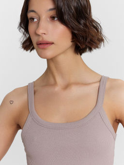 Топ женский бежевый в рубчик