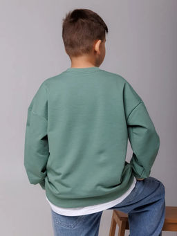 Свитшот Модный с имитацией, цвет Оливка, 78%х/б,16%пэ,6%л - 5+ фото 2