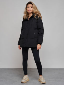 Зимняя женская куртка модная с капюшоном черного цвета 52308Ch - Holdluck фото 4