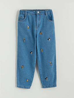 Mickey Mouse Nak??l? Erkek ?ocuk Jean Pantolon