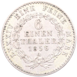 Монета 1/6 талера 1856 года А Ангальт-Бернбург