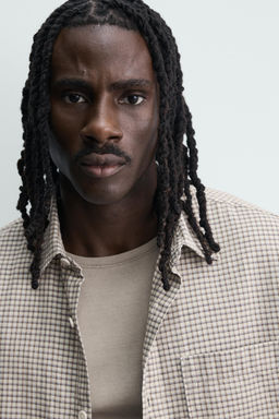 CAMISA RELAXED FIT CUADROS TEXTO / Azul - Zara фото 5