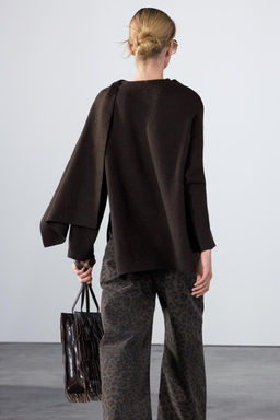 SHORT KNITTED COAT WITH SCARF - Zara фото 3