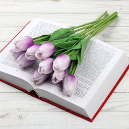 Цветок искусственный Тюльпан 30 см бело-фиолетовые / 1205 /уп 10/200/1200/ латэкс - Галеонтрейд фото 6