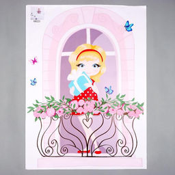 Наклейка интерьерная цветная «Девочка на балконе», пластик, 50×70 см