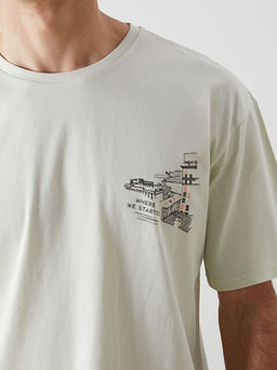 Bisiklet Yaka K?sa Kollu Bask?l? Penye Erkek Ti??rt