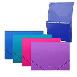 Цена за 4 шт. Папка-картотека пластиковая ErichKrause Diamond Vivid, с 7 отделениями, A4, ассорти (в пакете по 4 шт.)