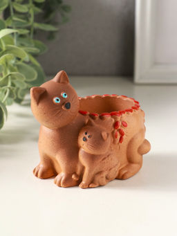 Подставка для мелочей Кошка с котенком 8?9?6 см, охра, гипс