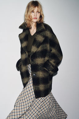CHECK WOOL BLEND COAT ZW COLLECTION LIMITED EDITION