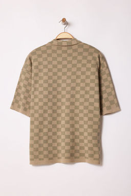 TRENDYOL MAN Vizon Oversize Polo Yaka Ekose / Kareli Triko Polo Yaka T-shirt TMNSS25PO00035 - Trendyolmilla фото 7